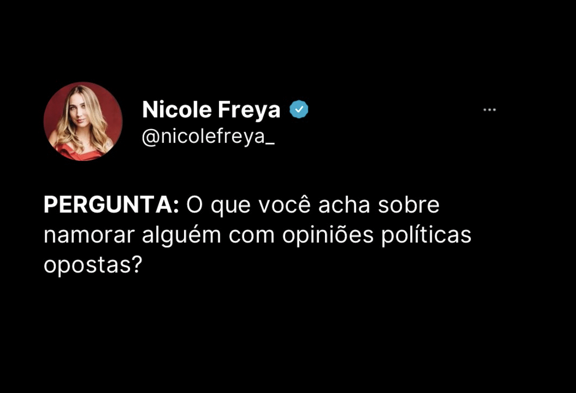 Pergunta:O que você acha sobre namorar alguém com opniões politicas opostas?