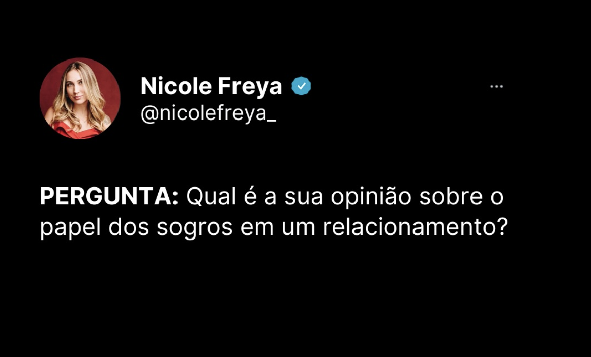 Pergunta: Qual é a sua opnião sobre o papel dos sogros em um relacionamento?